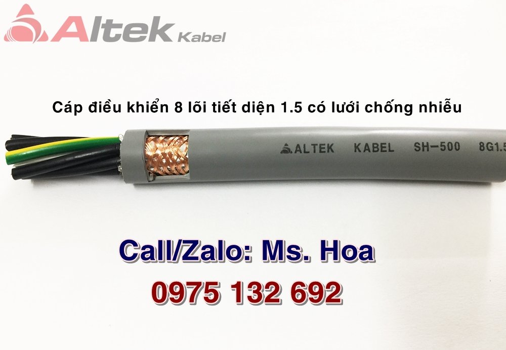 Cáp điều khiển 8x0.5, 8x0.75, 8x1.0, 8x1.5mm2 chống nhiễu Altek Kabel