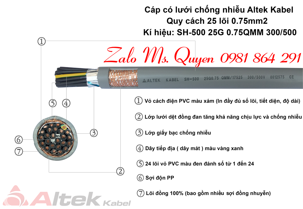 Cáp điều khiển 25 lõi,Cáp điều khiển chống nhiễu / không chống nhiễu