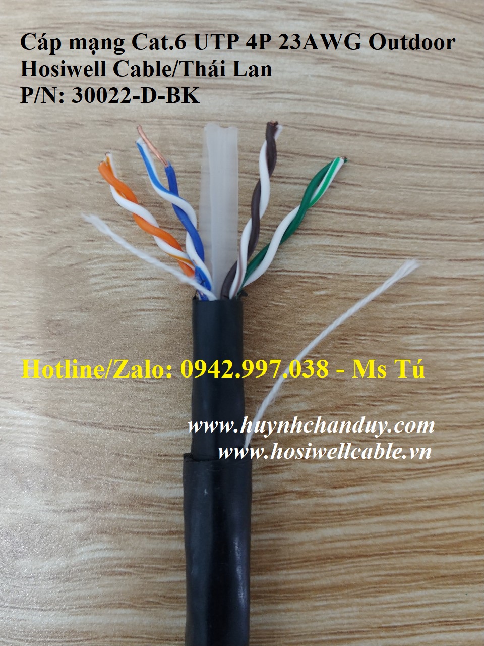 Cáp mạng Cat.6 UTP Outdoor 4Px23AWG - P/N: 30022-D-BK