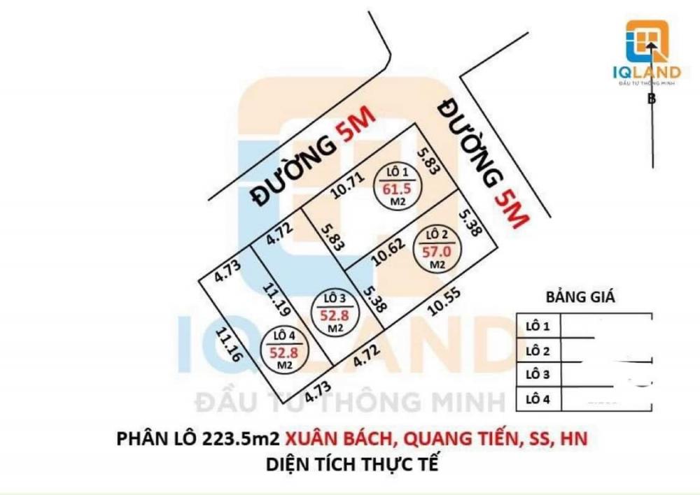 Cần tiền bán rẻ lô góc tại Xuân Bách - Quang Tiến giá hơn tỷ đường 5m