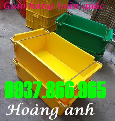 Hộp nhựa có quai sắt, thùng nhựa xếp chồng , khay nhựa đựng đồ cơ khí, khay A2