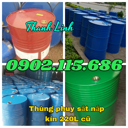 Thùng phi sắt cũ, thùng phi sắt nắp kín , thùng phuy sắt nắp kín cũ, thùng phuy sắt 200l, 