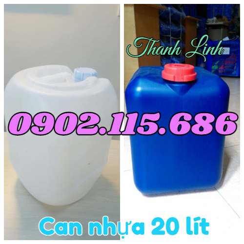 Can nhựa 20 lít đựng hóa chất, can nhựa 20 lít màu trắng, can nhựa 20 lít màu xanh, can nh