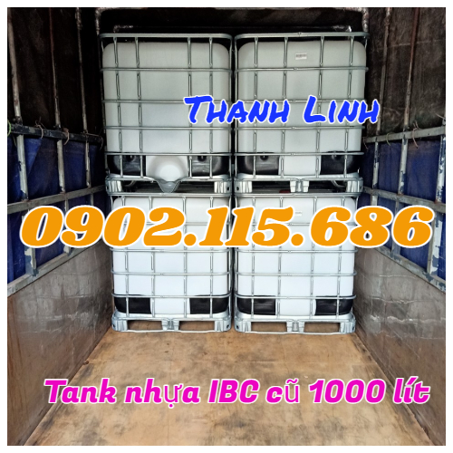 Tank nhựa 1000 lít, bồn nhựa trắng 1000 lít,  tank IBC cũ 1000 lít, tank nhựa đựng hóa chấ