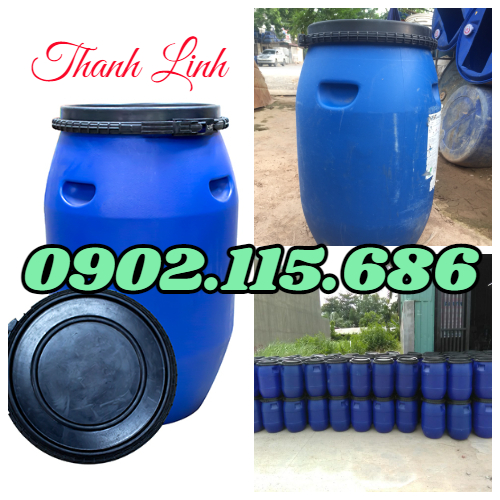 Thùng phuy nhựa 50L, phuy nhựa 50L mới, phuy nhựa 50L cũ, thùng phuy nhựa 50L đựng hóa chấ