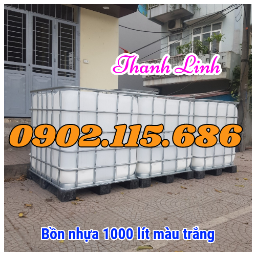 Tank nhựa 1000 lít cũ, tank nhựa đựng hóa chất, tank đựng dung môi, tank 1000 lít có khung