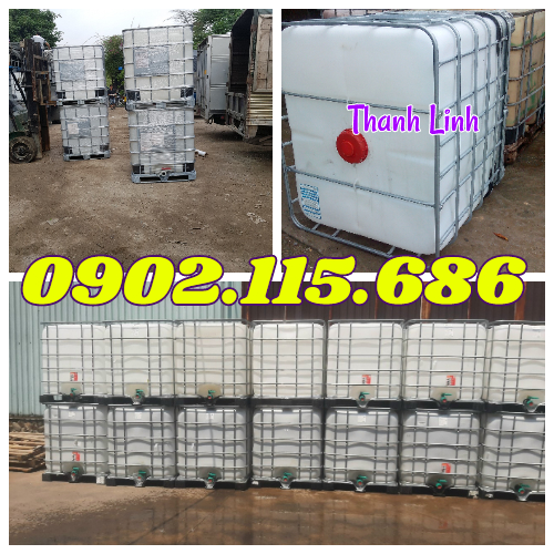 Tank nhựa cũ, tank IBC cũ đựng hóa chất, bồn nhựa đã qua sử dụng, tank nhựa đựng dung môi,