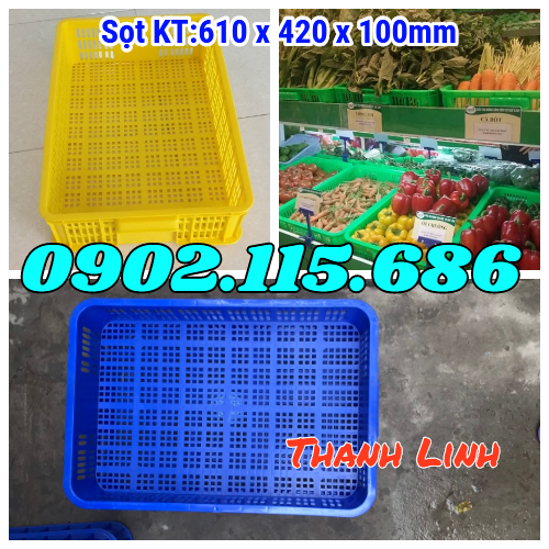 Sọt nhựa cao 10cm, sọt HS010, thùng nhựa rỗng, thùng nhựa công nghiệp, sóng nhựa hở, sọt n