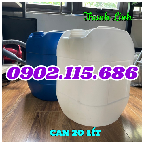 Can nhựa 20 lít, can nhựa 20 lít màu trắng, can 20 lít xanh, can nhựa đựng hóa chất, can đ