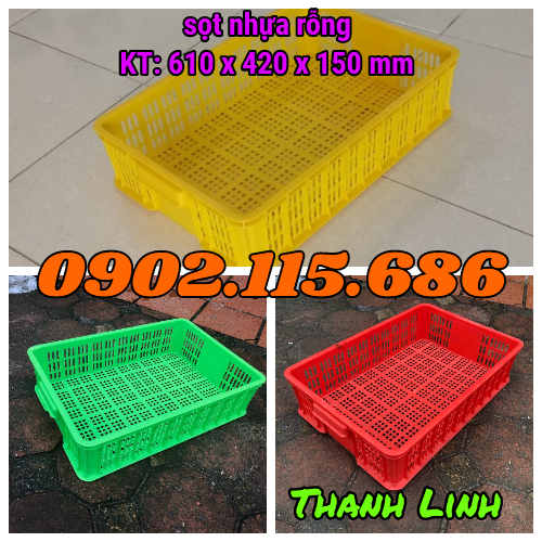 Sọt nhựa rỗng, sóng nhựa hở, sọt nhựa 1T5, sọt nhựa dung trong siêu thị, sọt nhựa cao 15cm