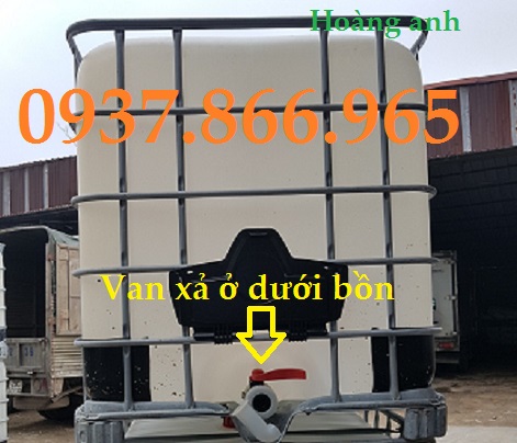 Bồn IBC 1000l đựng dung dịch lỏng, tank nhựa mới, bồn nhựa đựng hóa chất