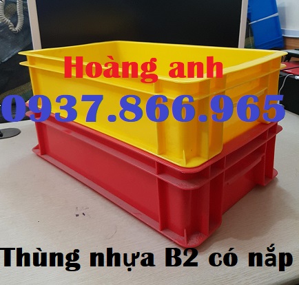 Khay nhựa b2, thùng nhựa đặc có nắp, giá thùng nhựa nhựa B2, thùng nhựa công nghiệp