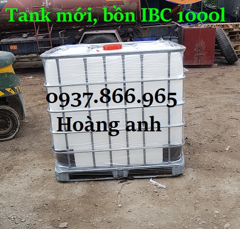 Bồn nhựa màu trắng đựng hóa chất, tank nhựa IBC 1000l