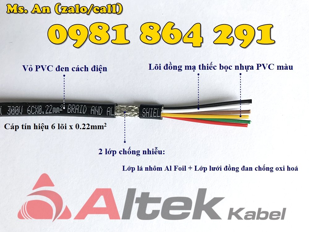 Cáp tín hiệu Altek Kabel 2,4,6,8 lõi tiết diện 0.22mm2 giá tốt