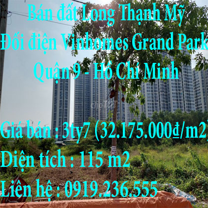 Bán đất Long Thạnh Mỹ 115m2. đối điện Vinhomes Grand Park Quận 9, Tp Hồ Chí Minh