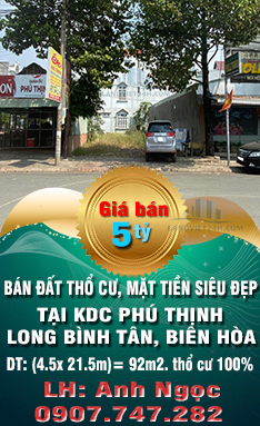 BÁN ĐẤT THỔ CƯ, MẶT TIỀN SIÊU ĐẸP TẠI KDC PHÚ THỊNH, LONG BÌNH TÂN