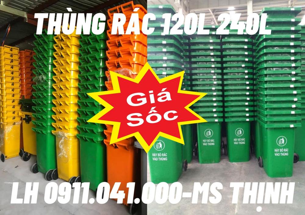 Thùng rác công cộng giá sỉ, thùng rác 240lit vĩnh long lh 0911.041.000