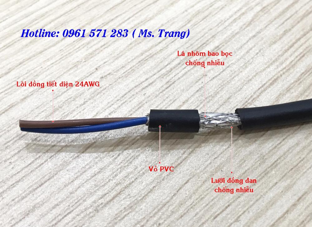 Cáp tín hiệu 2x24awg có bọc chống nhiễu hai lớp