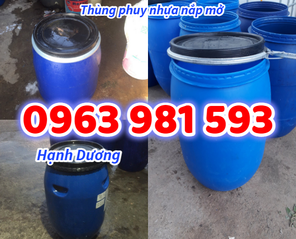 Thùng phuy nhựa nắp mở, thùng phuy trồng rau sạch 