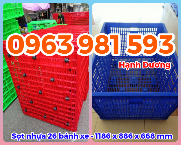 Sọt HS015, sóng nhựa 26 bánh xe