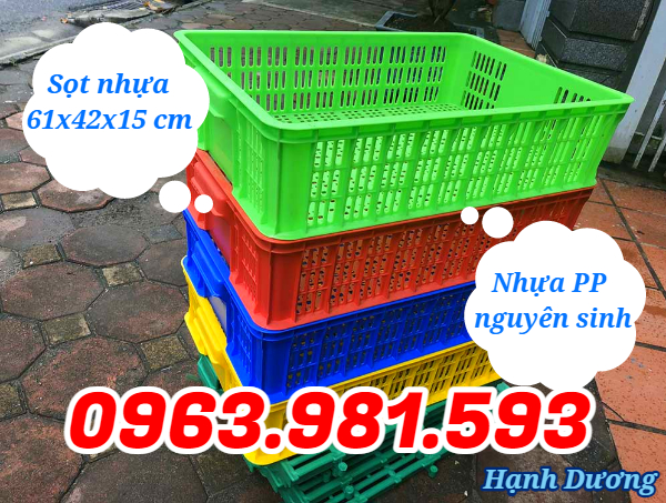 Sóng nhựa rỗng HS008, sọt nhựa đựng hoa quả