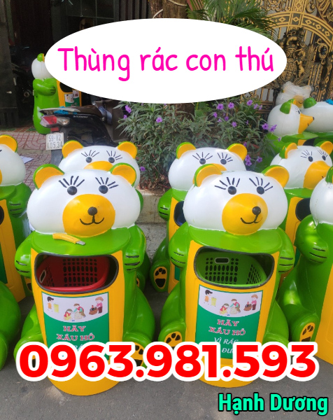 Thùng rác con thú, thùng rác nhựa composite