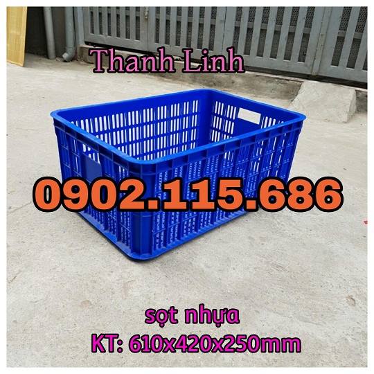 Sọt nhựa rỗng, sóng nhựa hở KT 610x420x250mm, sọt nhựa công nghiệp, sọt nhựa đựng rau quả,