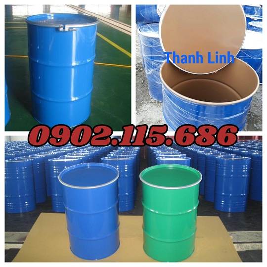 Thùng phuy sắt 200l,thùng phuy sắt nắp mở 220 lít, thùng phuy sắt 200l mới, thùng phuy sắt