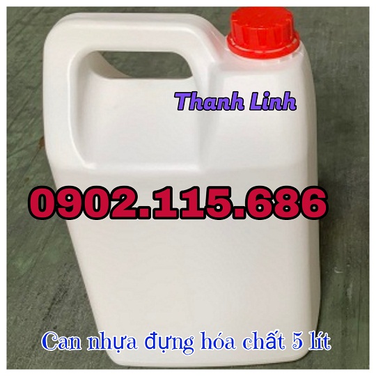 Can nhựa đựng hóa chất 5 lít,can nhựa mới, can nhựa màu trắng, can nhựa HPDE, can 5 lít đự