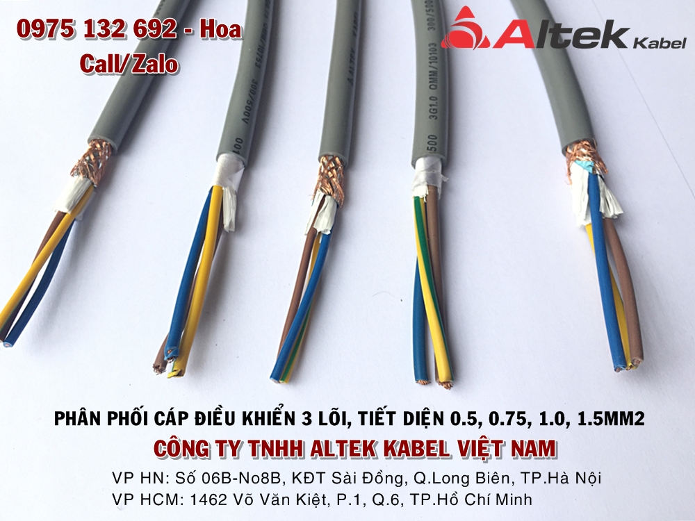 Cáp điều khiển 3x0.75 Altek Kabel hàng sẵn kho số lượng lớn giá tốt 