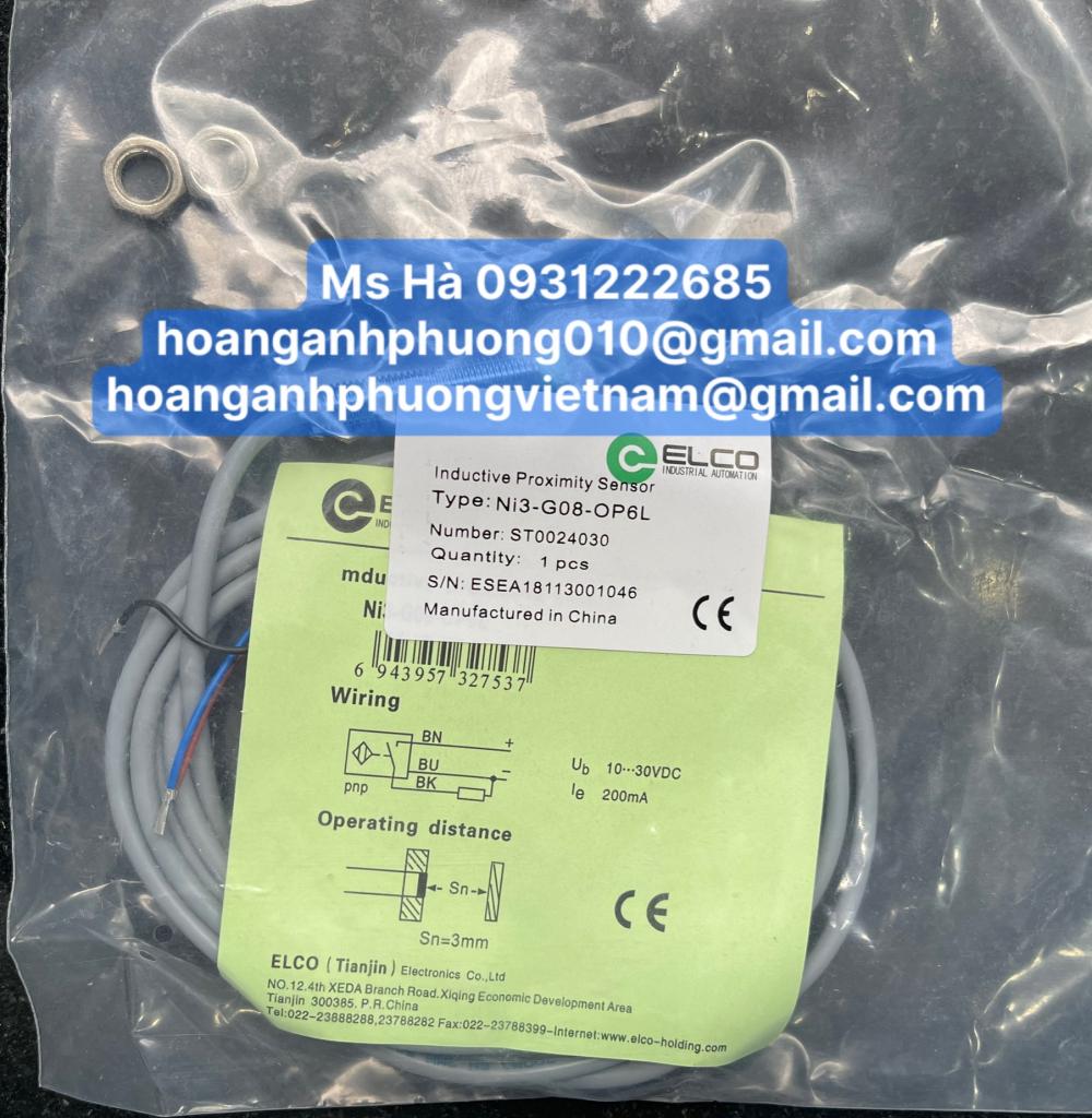 Inductive proximity sensor Elco Ni3-G08-OP6L chính hãng 