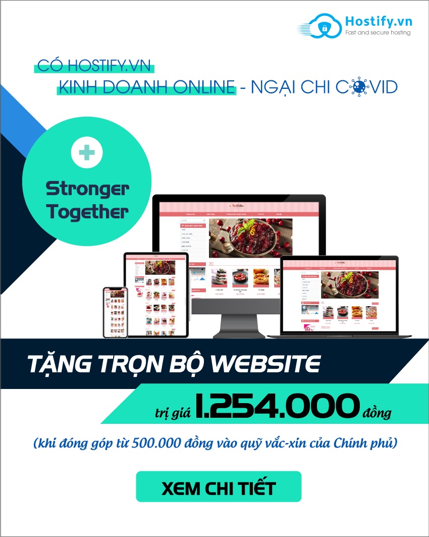 Hostify.vn Tặng 100% Trọn bộ Website - Trị giá đến 1.254.000 VNĐ