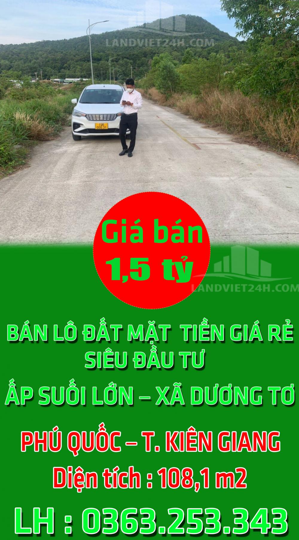 BÁN LÔ ĐẤT MẶT TIỀN GIÁ RẺ SIÊU ĐẦU TƯ tại ẤP SUỐI LỚN – XÃ DƯƠNG TƠ – HUYỆN PHÚ QUỐC