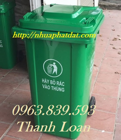 Thùng rác nhựa 240L xanh lá đựng rác sinh hoạt/ 0963.839.593 Ms.Loan