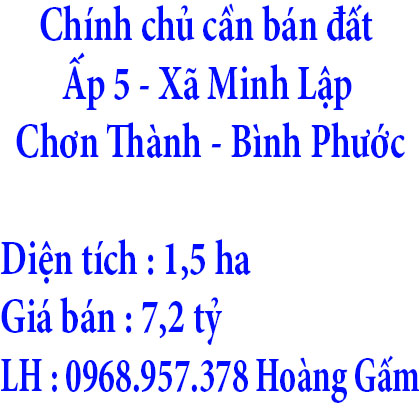 Chính chủ cần bán đất ở huyện Chơn Thành, tỉnh Bình Phước