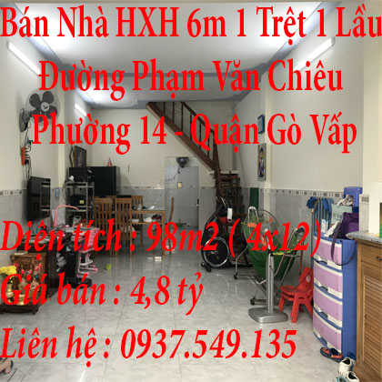 Cần Bán Nhà Hẻm Xe Hơi 6m , 1 Trệt, 1 Lầu