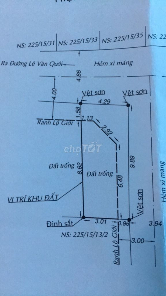 Cần bán đất ở 225/15/33 , Lê Văn Quới,  Phường Bình Trị Đông , Quận Bình Tân , Tp Hồ Chí