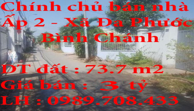 Bán nhà Ấp 2, Xã Đa Phước, Huyện Bình Chánh