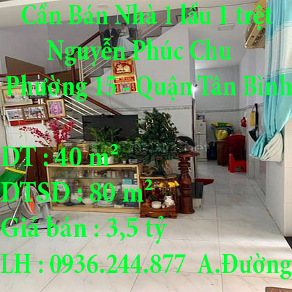 Cần Bán 1 Căn Nhà Hẻm P15 Tân Bình