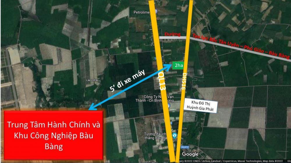 Chính chủ cần bán lô đất MT Đường ĐH 516 Thị trấn Lai Uyên, gần KCN Bàu Bàng, Huyện Bàu