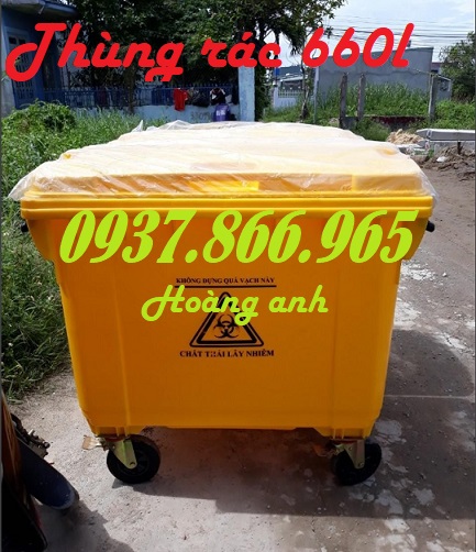 Thùng rác 660l có bánh xe, xe thu gom rác thải, thùng rác gom rác công cộng