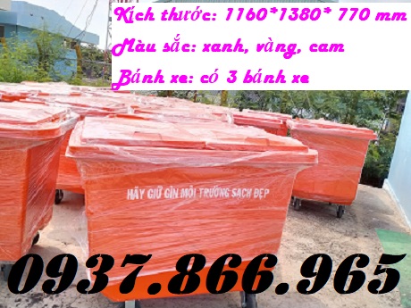 Xe thu gom rác,Thùng rác 660l nhựa