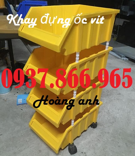 Kệ chứa linh kiện, khay dụng cụ đại, kệ nhựa vát 1 đầu có chân chống tầng