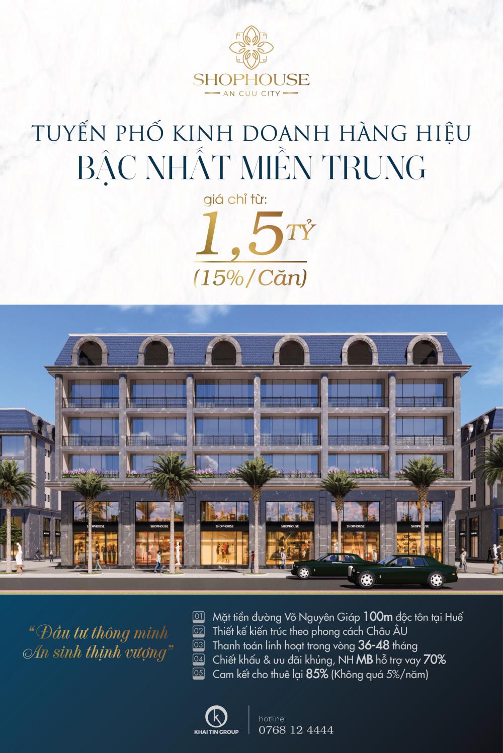 Khu Đô Thị An Cựu City - 1,5 Tỉ (15%) Đạt Chuẩn Quốc Gia, P/C Châu Âu