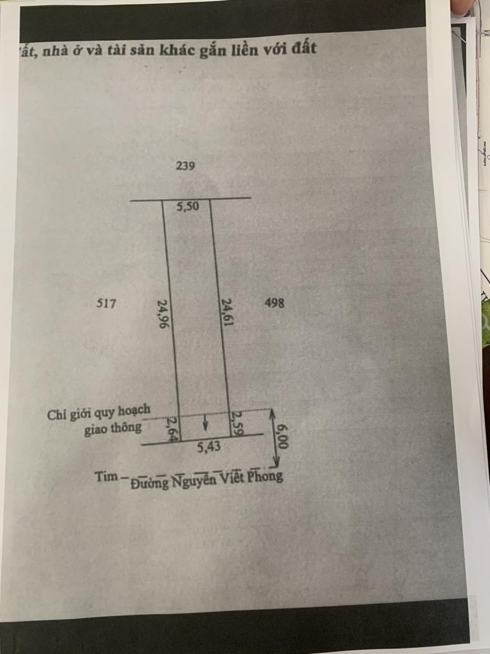 Cần Bán lô đất mặt tiền đường Nguyễn Viết Phong, Phú Bài