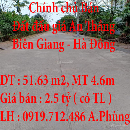 Chính chủ Bán đất đấu giá An Thắng, Biên Giang, Hà Đông ,đường 10m