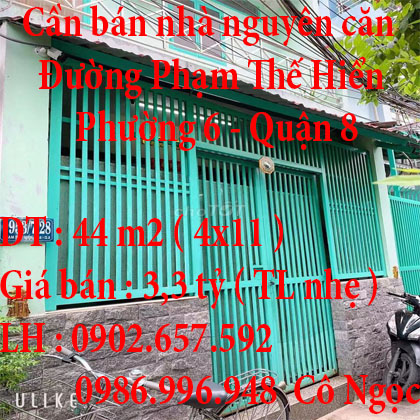 Cần bán nhà nguyên căn Quận 8, Tp Hồ Chí Minh