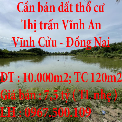 Cần bán đất thổ cư ở Thị trấn Vĩnh An, Vĩnh Cửu, Đồng Nai