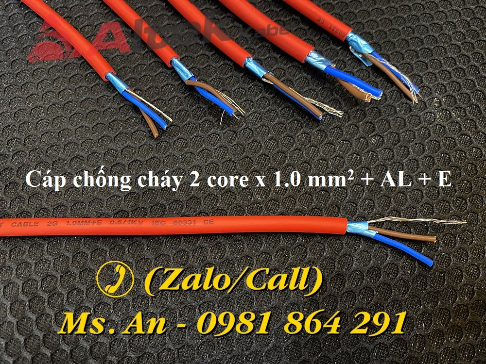 Cáp chống cháy 2 lõi 2x1.0 + AL + E chống nhiễu sẵn kho