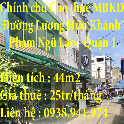 Chính chủ Cho thuê Mặt bằng kinh doanh Quận 1 44m²